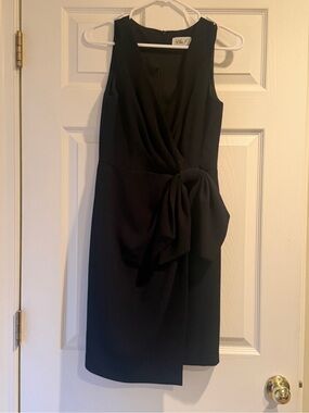 Eliza J Black Sleeveless Mini Dress with Side Draped Knot